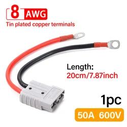 Electric Car Battery Double Pole Connectors with Silicone Cable Charging Plug High Current Connector Kit 50A 600V