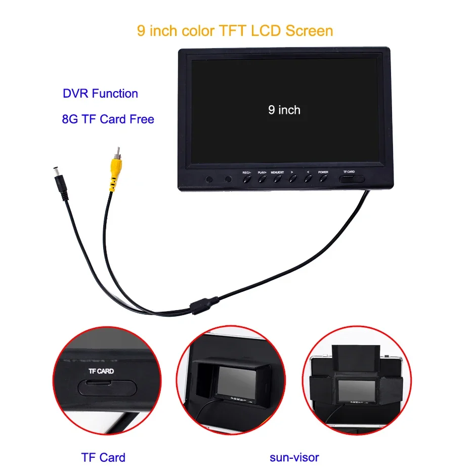 Full HD 9'' TFT LCD Color Monitor Endoscope Camera Only Fit WP90 Series Replacement Parts/accessories  IP68 Waterproof Level