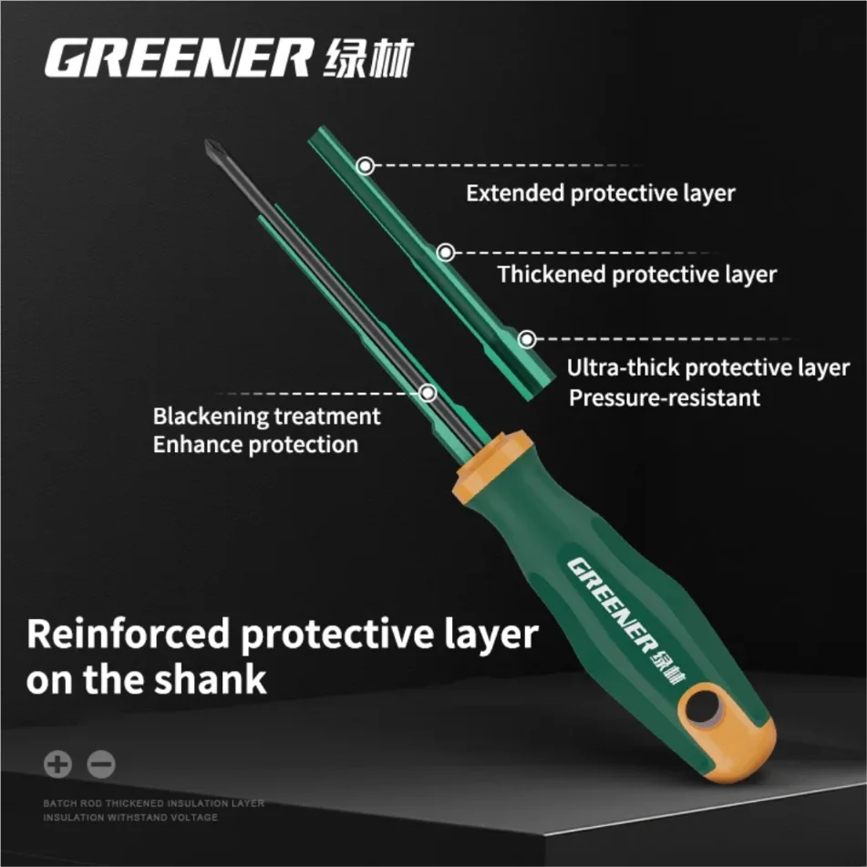 GREENERY Insulated Electrician Screwdriver Slotted Phillips Magnetic Flat Cross Durable Professional Electrical Tools for Repair