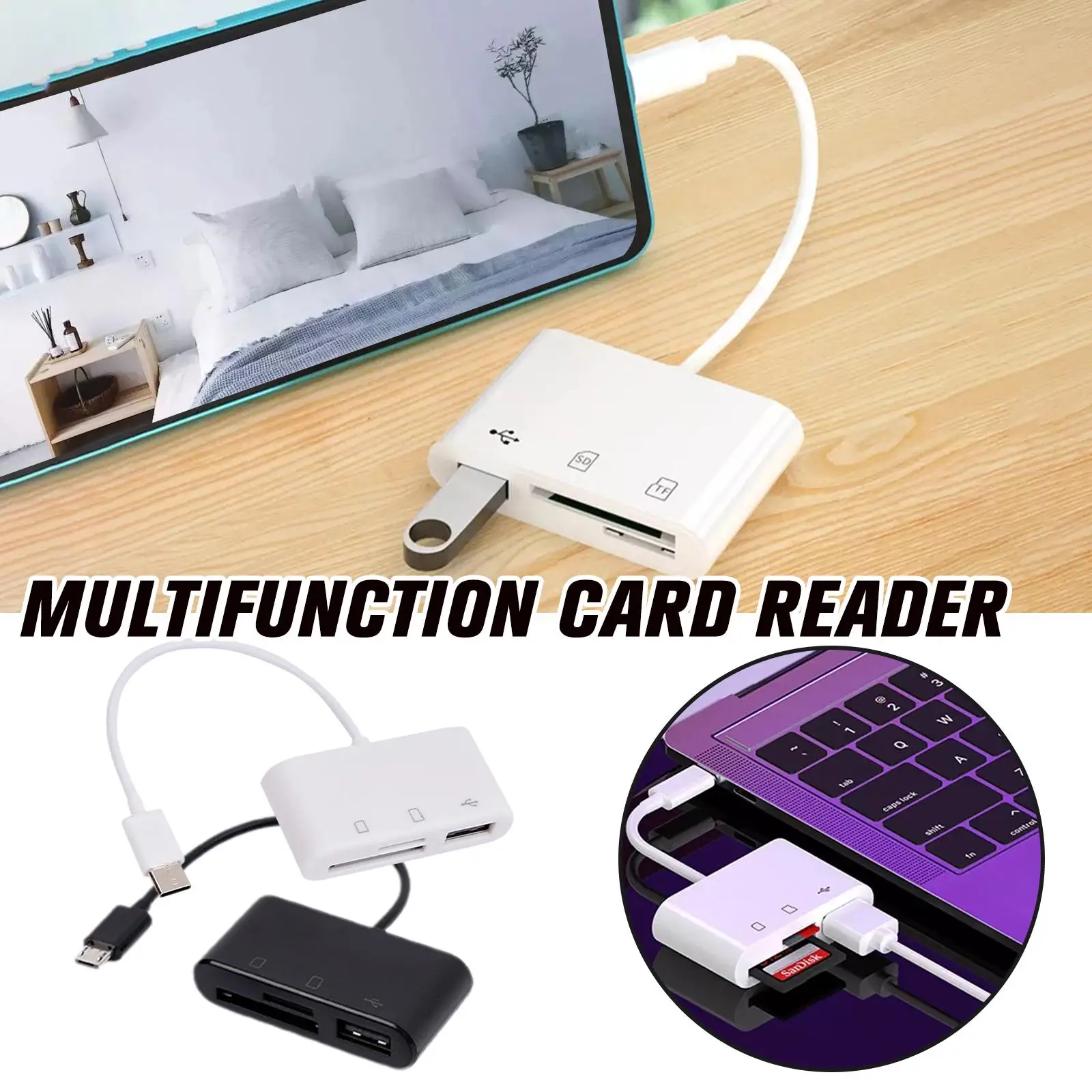 USB Type C Card Reader 3 In 1 Multi OTG Adapter SD Card Reader Data Memory Flash USB TF Disk Connector Drive Transfer Z6L0