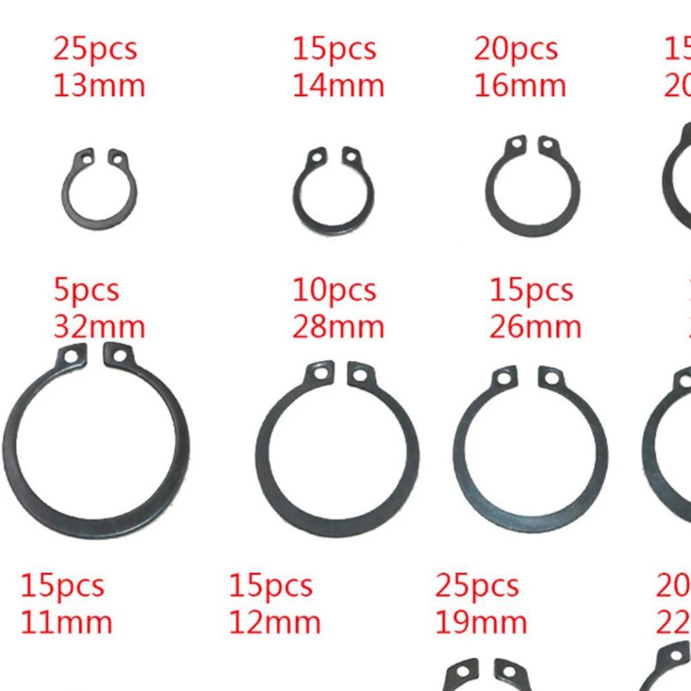 

300 Pcs Carbon Steel Retaining Ring Set Circlip Retainer Snap External Assortment