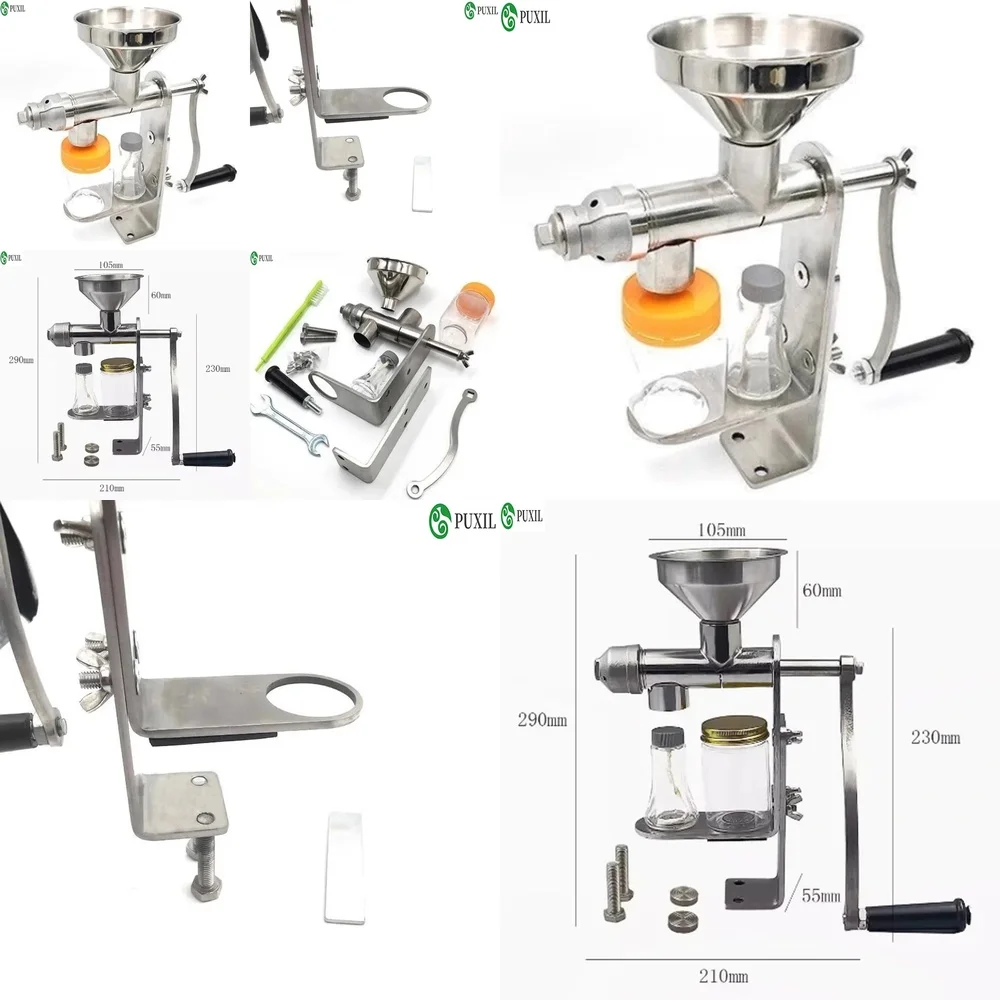 Manual Oil Press Machine for Home Use for Peanut Almond Walnut Soybean Sunflower Seeds Cold Press Extractor 304 Stainless