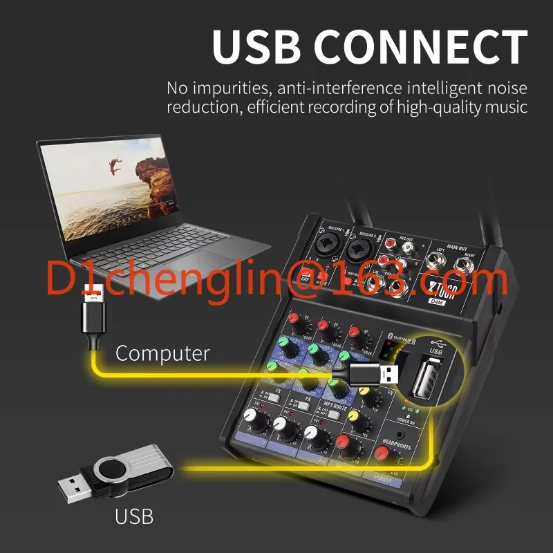 48 V Schnittstelle USB Sound Mischen 4 Kanäle Mini Musik Mikrofon Studio Controller Audio Konsole Video Digital Dj Mixer mit Mikrofon