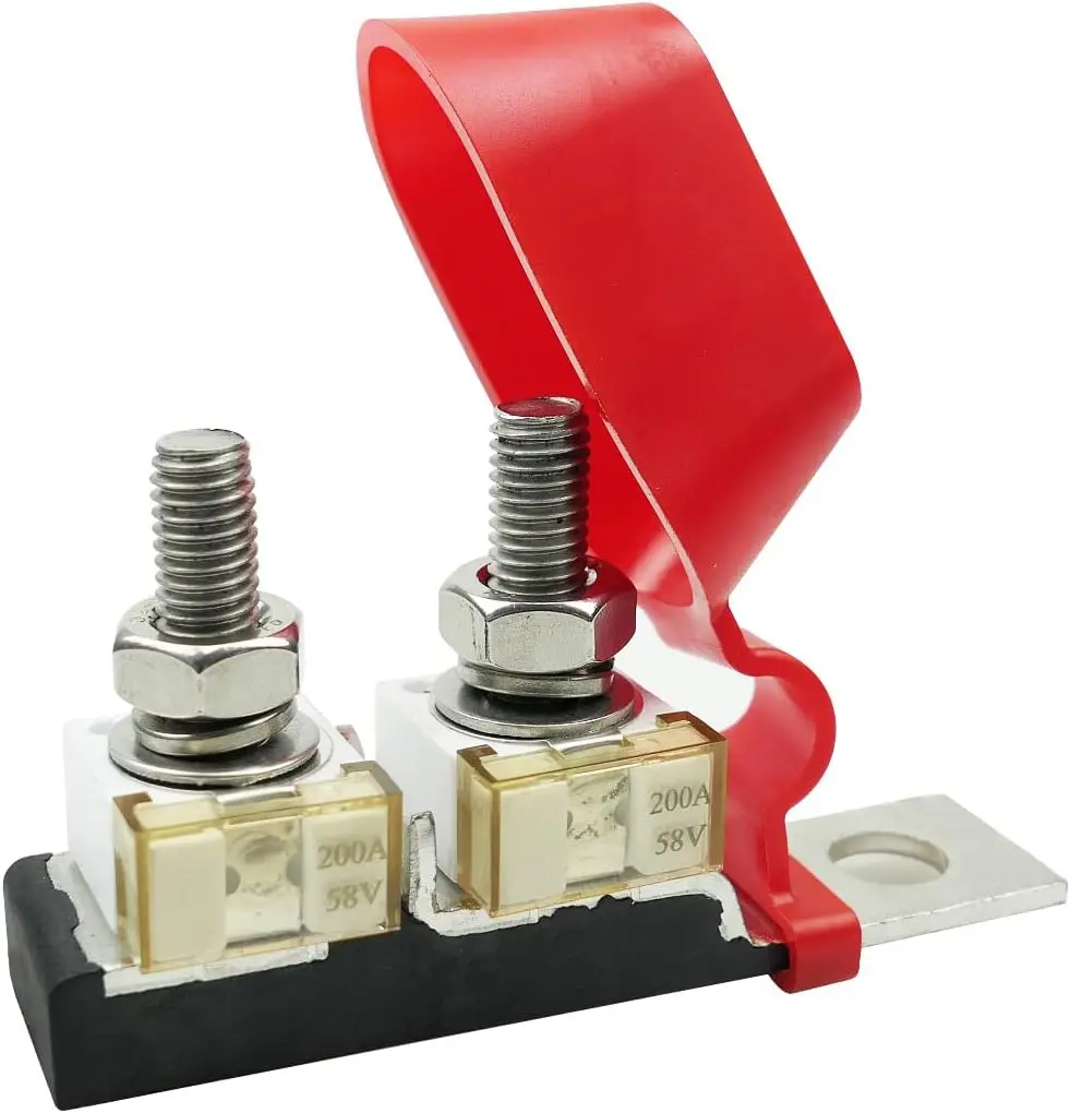 Battery Fuse Holder for Multiple Batteries Ignition Boat Truck RV Construction Vehicles, Max Voltage 58V Single Stud M8