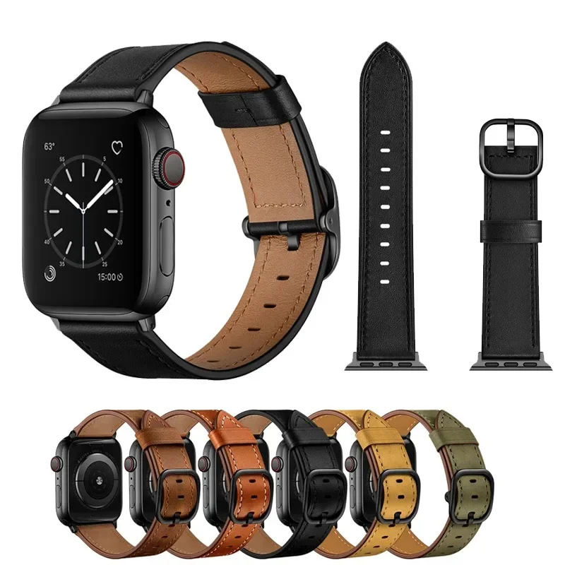 

Кожаный ремешок премиум-класса для Apple Watch Series Ultra 2 49 мм 9 8 7 41 мм 45 мм Мягкий браслет iWatch 6 5 4 SE40 мм 42 мм 44 мм Ремень