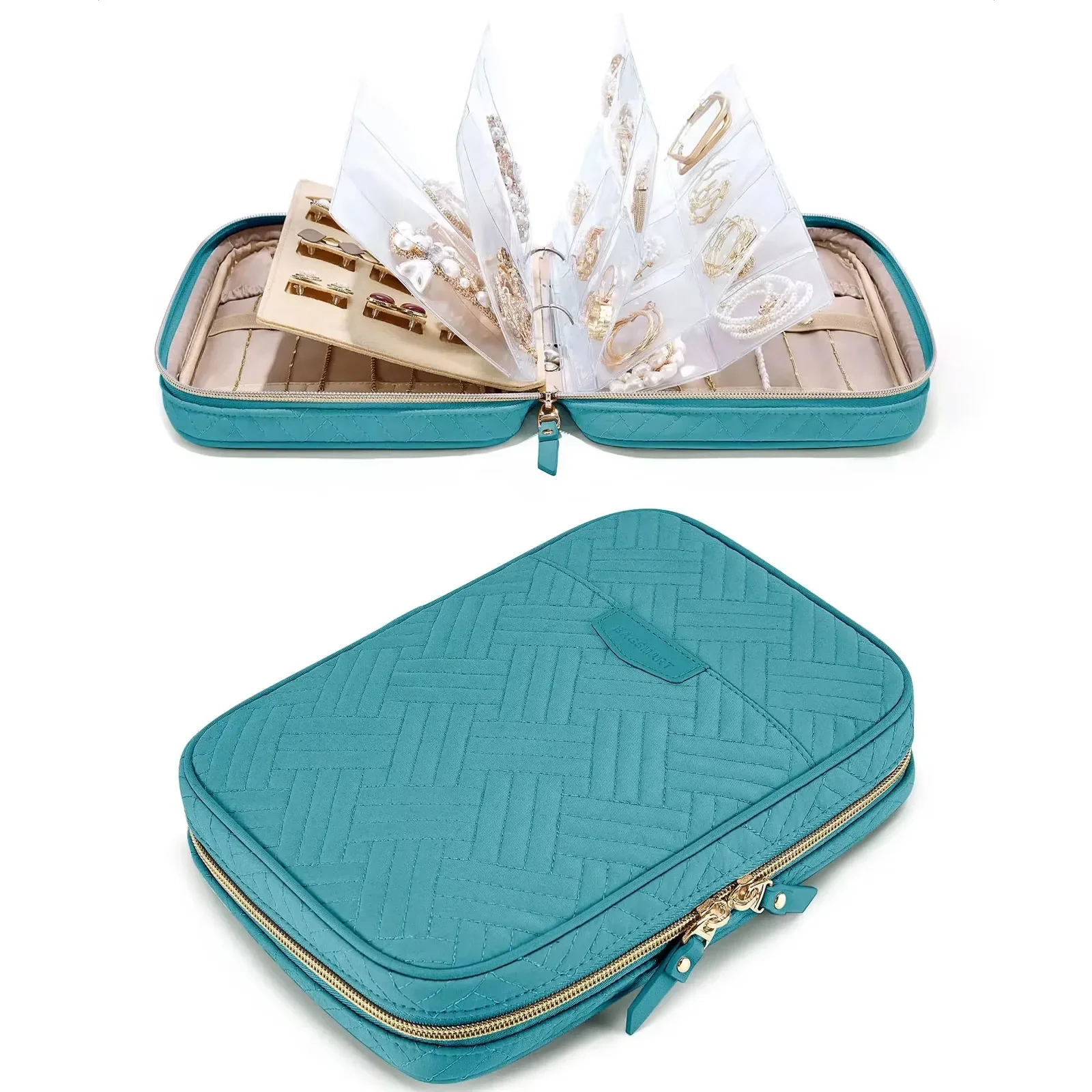Jewelry Travel Organizer Case Transparent Jewelry Storage Book Ring Binder Pouch Bag for Necklaces, Earrings, Rings, Bracelets