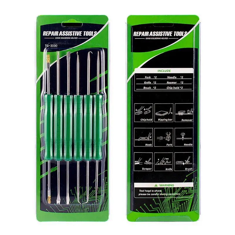 6Pcs Soldering Assist Tool PCB Cleaning Repair Kit Circuit Board Welding Auxiliary Double Ended Desoldering Aid Tool Set