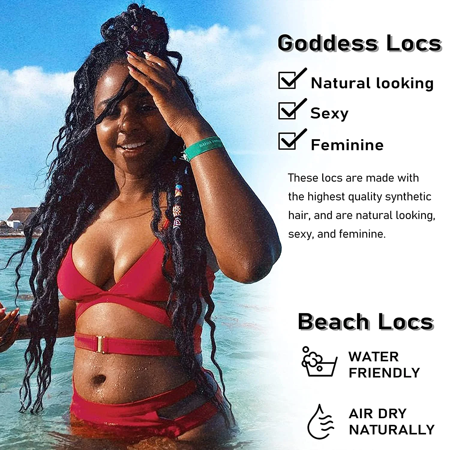 New Goddess Locs Wavy Faux Locs Crochet Hair con estremità ondulate sciolte estensioni delle trecce sintetiche Pre-loop Dreadlocks lunghi