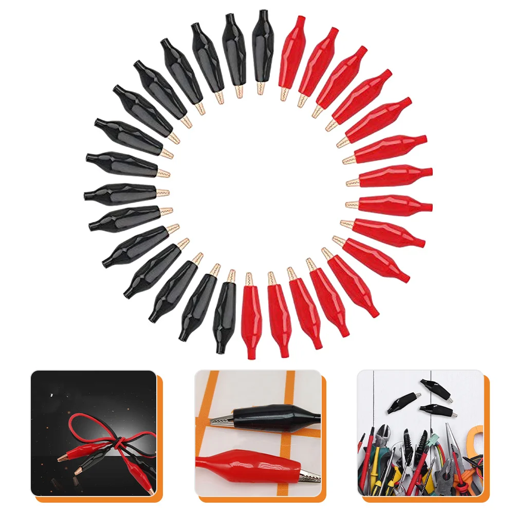 30 قطعة مشبك التمساح معزول سبائك المطاط المشبك الكهربائي لدغة قوية اختبار الكهربائية المشبك لدوائر دراجة نارية السيارة