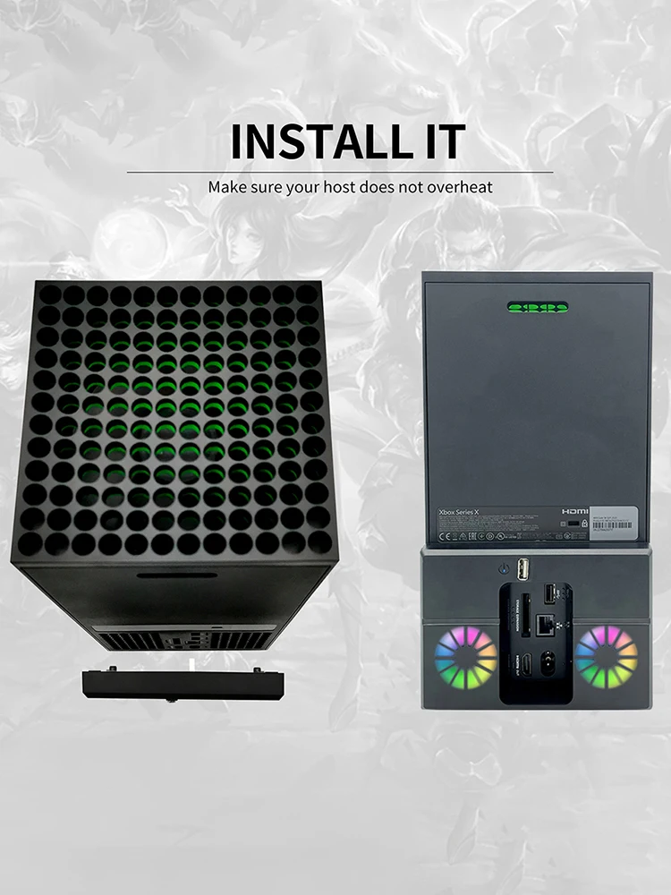 ملحقات نظام التبريد بمروحة التبريد العمودية مع مراوح مزدوجة ومنفذ USB RGB ملون لوحدة التحكم Xbox Series X #6