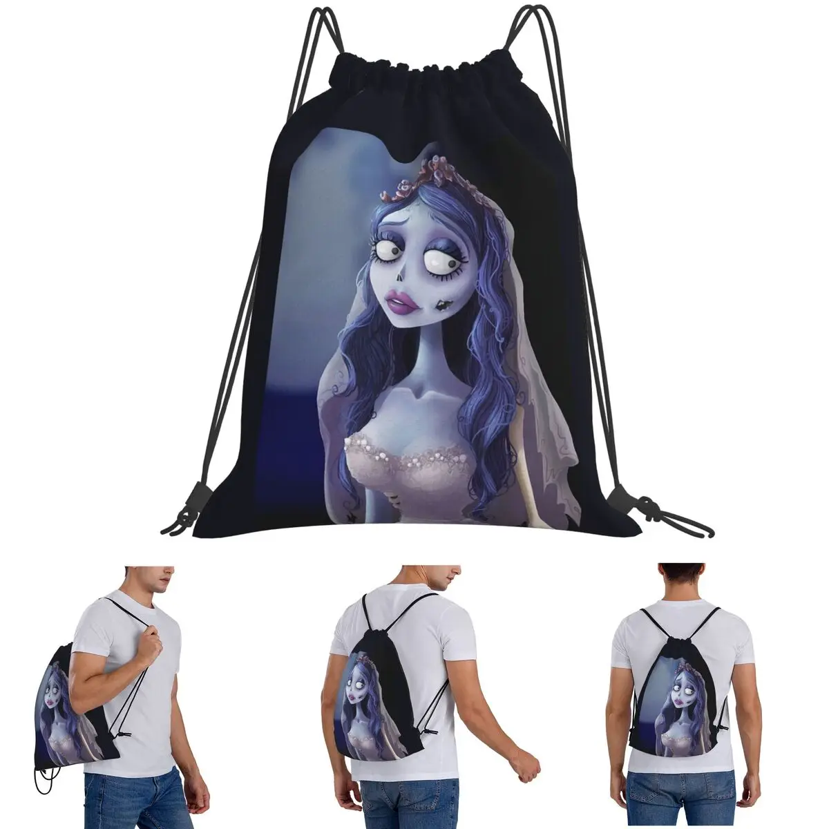 Emily The Corpse Bride Backpacks Multi-function Drawstring Bags Sports Bag Book Bags for Man Woman Students