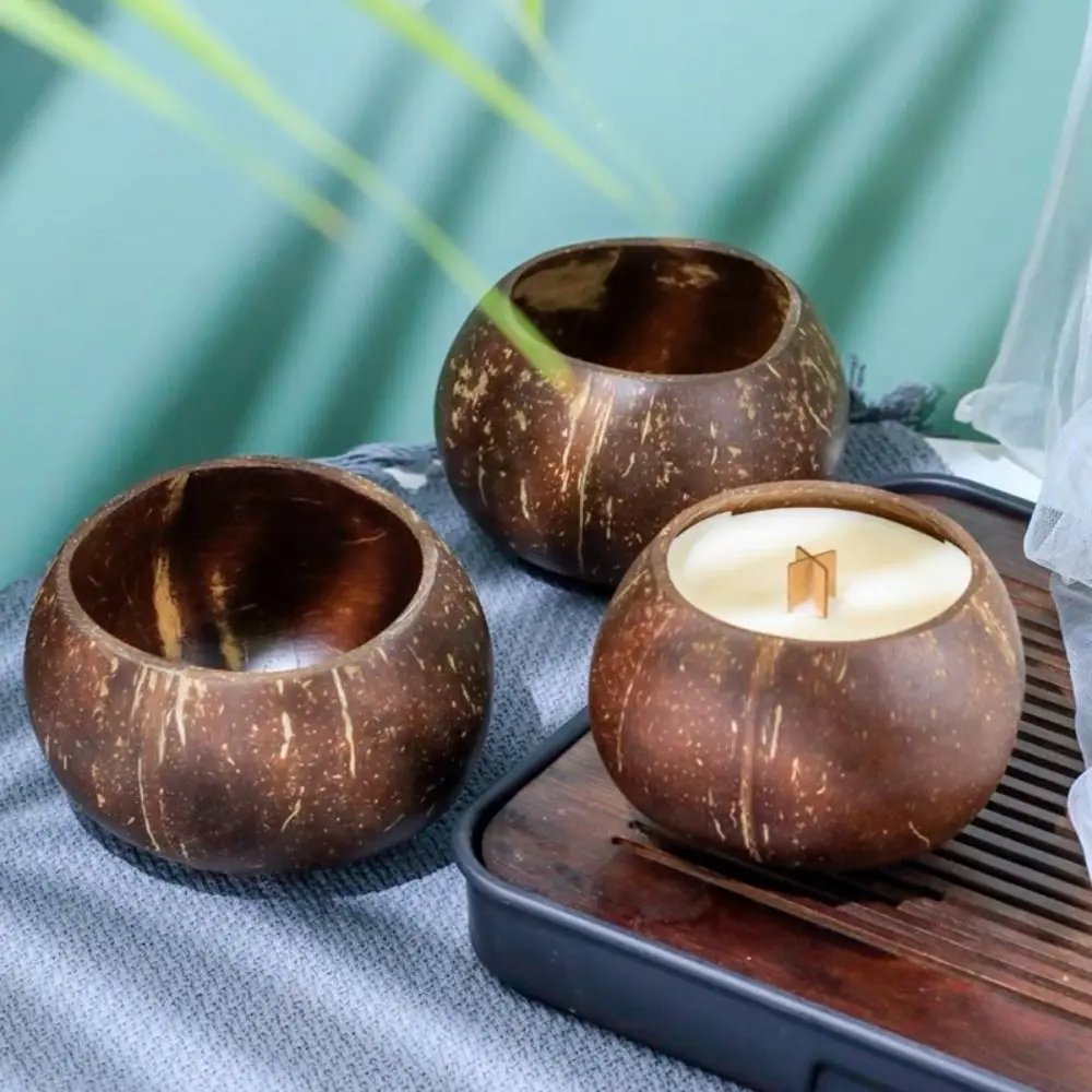 Home Crafts Making Natural Coconut Shell Bowls Wood Creative Decorative Bowls Candle Bowls