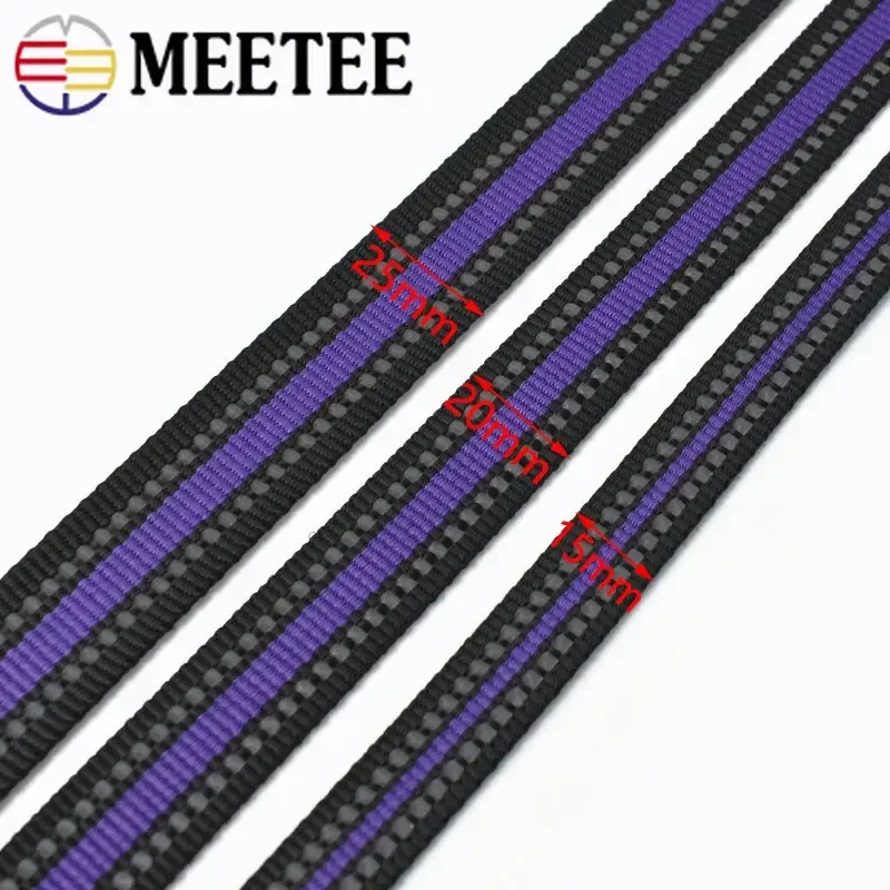 10Meters 15/20/25mm Reflective Nylon Webbing Decoration Ribbon Bag Strap Clothes Pet Collar Tape DIY Belt Bia Sewing Accessories