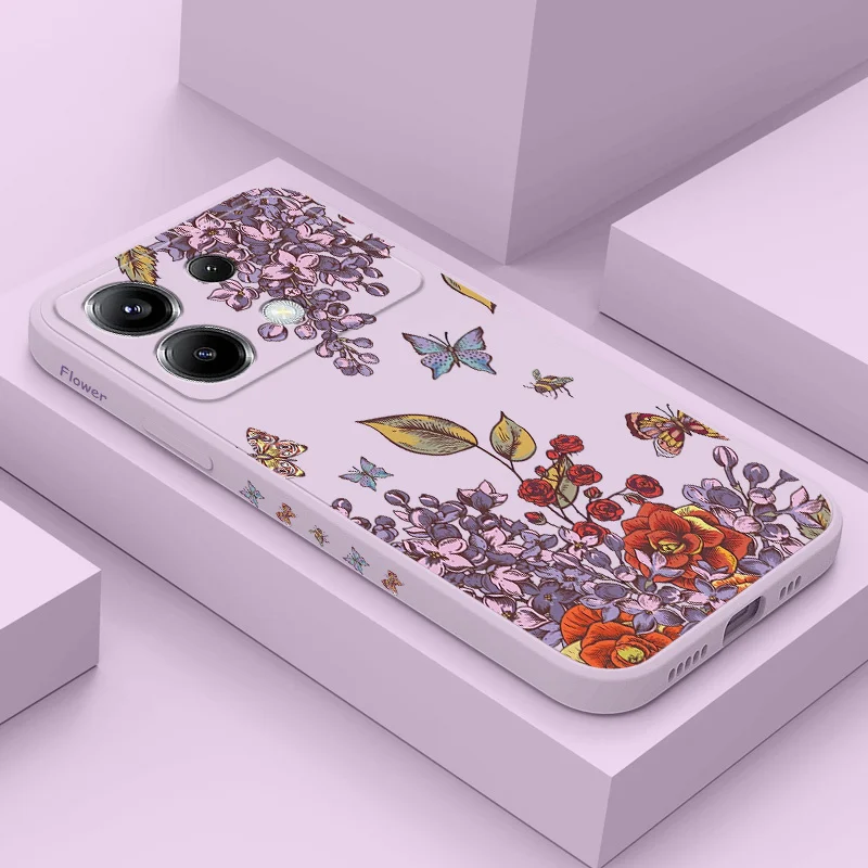 

Nostalgic Flower Phone Case For Xiaomi Poco X7 X6 F6 M6 M5 M5S F5 X5 F4 X4 M4 F3 M3 X3 Pro 4G 5G GT Silicone Cover