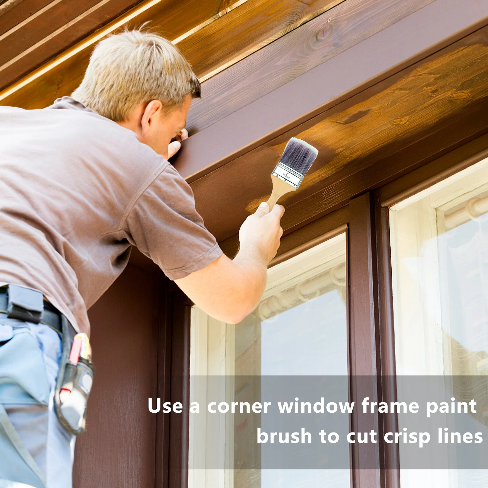 

5Pcs Paint Brushes Set Professional Stain Brush High Quality Nylon Filament Tops for Wall Trim Cabinet Exterior Interior Paint