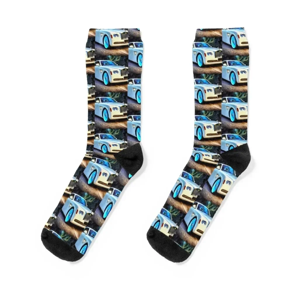 

Stunning White Luxury Sedan Oil Painting Socks Heating sock anti-slip New year's cute Ladies Socks Men's