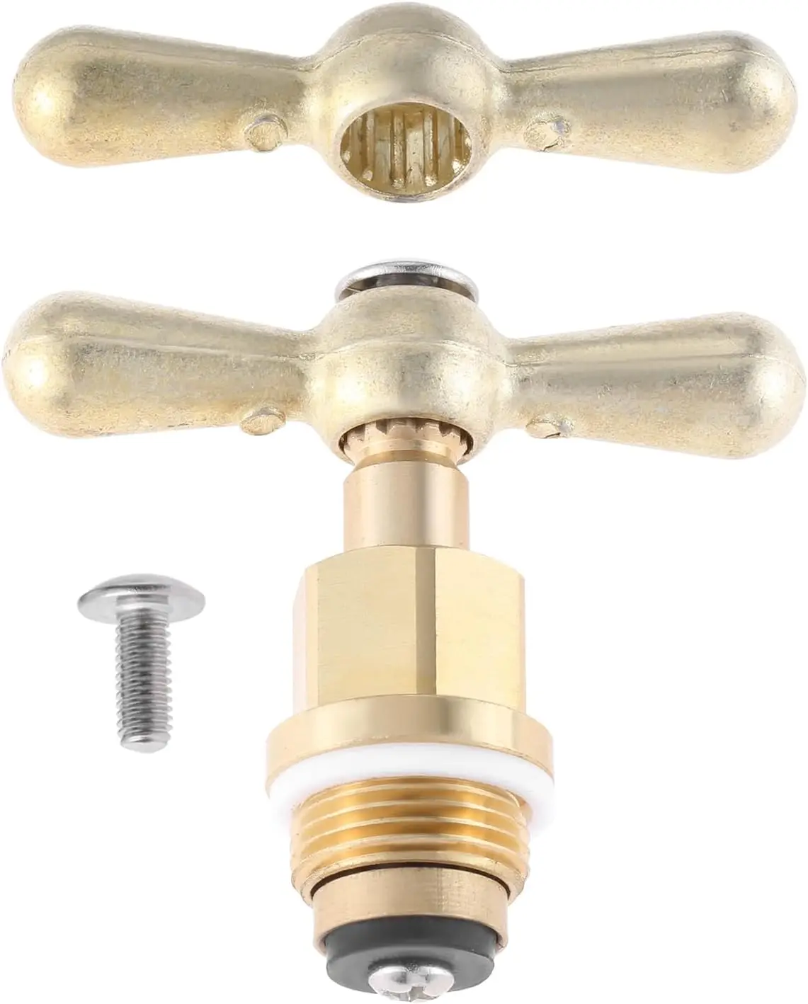 PK1100 Brass Globe Valve Stem Bonnet and PP806-15 Broach Sillcock Tee Hose Handle Fit for Arrowhead Hose Boiler Drains&Sill Tap