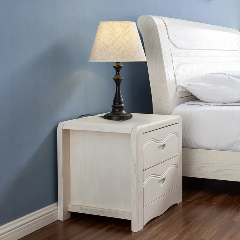 خزانة ذات درجين من الخشب الصلب والبلوط الأحمر وبسيطة وحديثة وبسيطة باللون الأبيض ودرج مزدوج وخزانة على الطراز الصيني #1