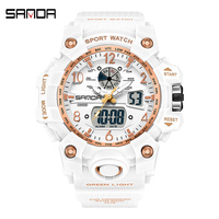 SANDA Luxury Brand Women's Digital-Analog Watches LED Digital Clock Casual Ladies Electronic Watch Women Gift Reloj Mujer