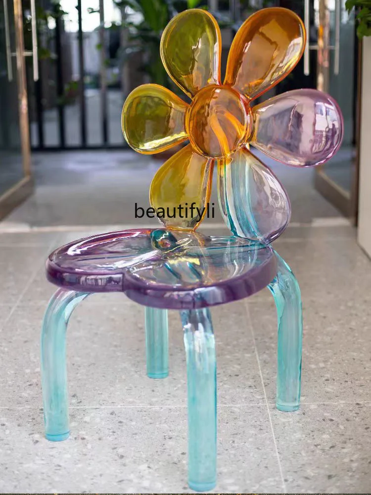 Italian dining chair designer seat stool transparent resin light luxury back chair household high-end crystal stool