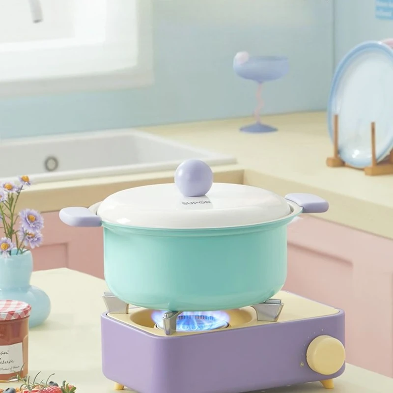 Soup pot household non-stick pot 0 fluorine double ear soup porridge stew pot gas induction cooker with new deepen