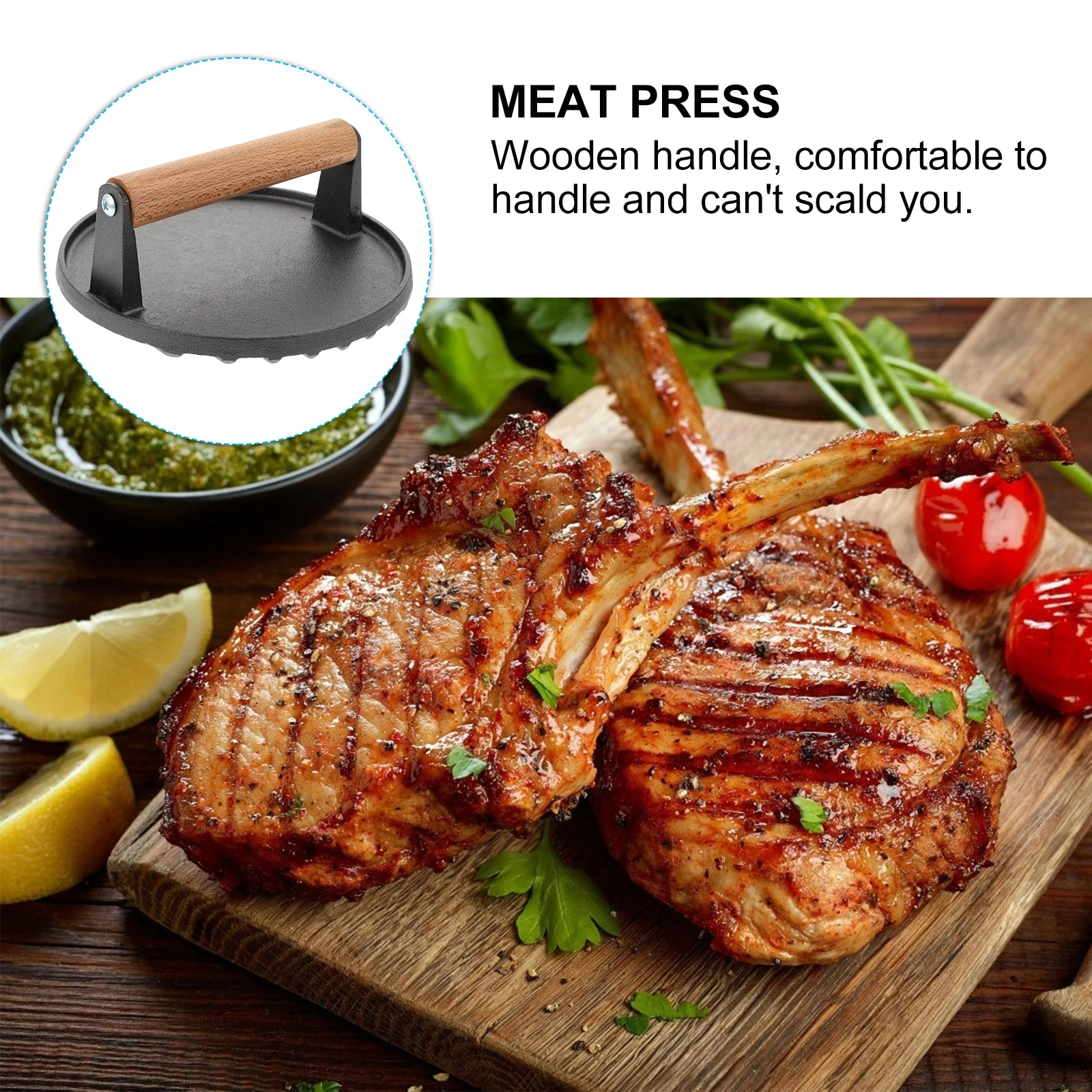 

Стейки Чугунный пресс для мяса Пресс-доска Инструмент Steel Suite Plate Burger Smasher