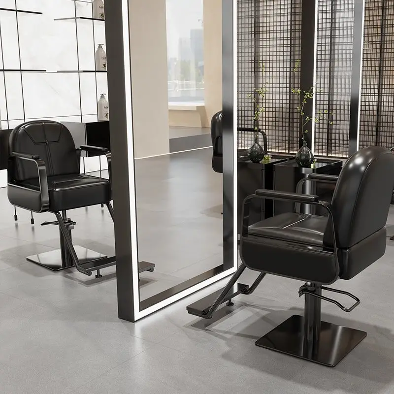 Stainless Steel Barbershop Salon Chair Adjustable Feet 360 Degree Swivel/Reclining Perming/Dyeing Hair Cutting Beauty Chair For