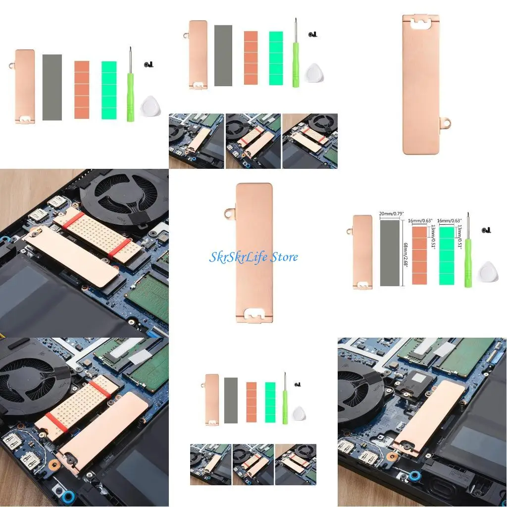 

E65E M.2 2280 SSD Mounting Bracket Heatsink Plate For Dell G15 5530 G16 7630