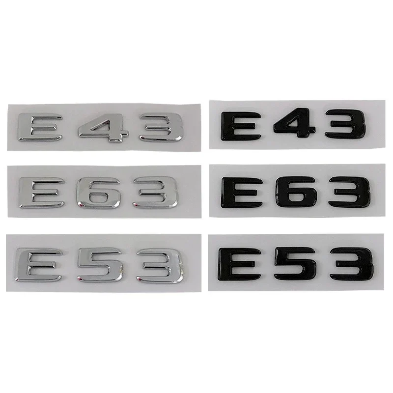 3D ABS Chrome Black Letters E43 E53 E63 Emblem For Mercedes AMG E Class W213 W212 E43 E53 E63 Logo Car Trunk Sticker Accessories