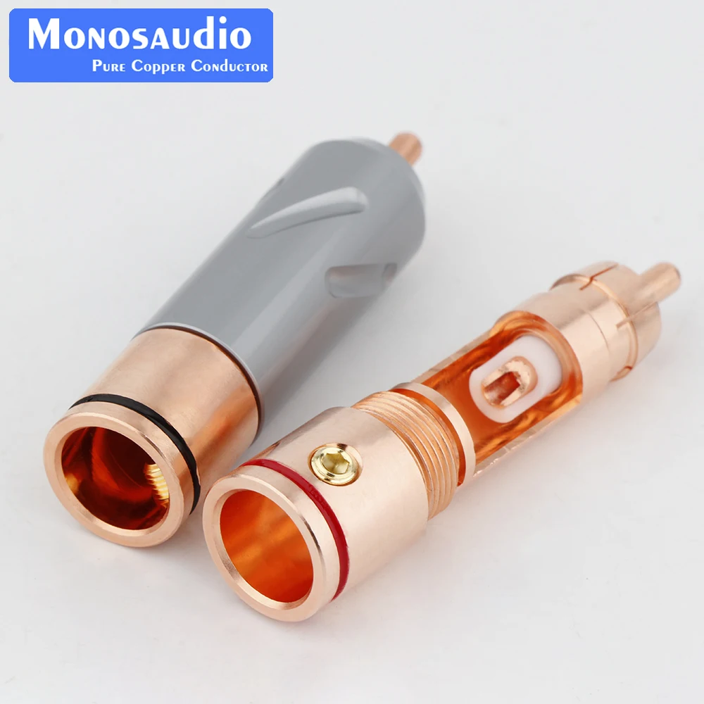 Monosaudio RCA-Stecker aus reinem Kupfer, vergoldet/rhodiniert, RCA-Stecker, Lautsprecherklemme für Audio-Lautsprecher-Signalkabel – Detail 8