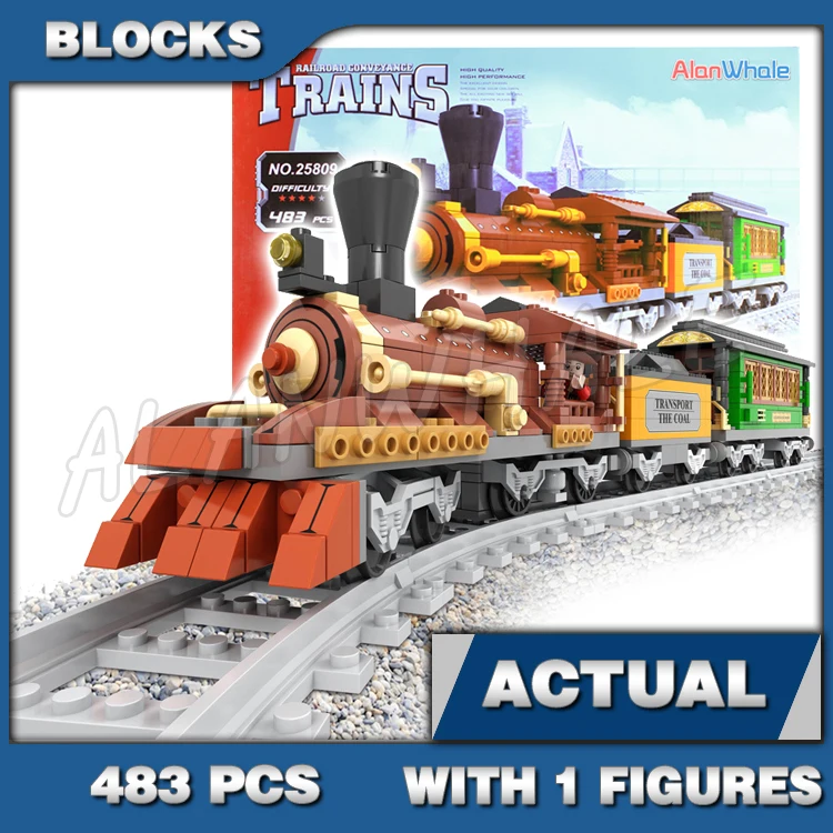 483pcs City Cargo Trains Stem Locomotive Coal Carriage Transport Tracks 25809 Building Blocks Sets Compatible With Model