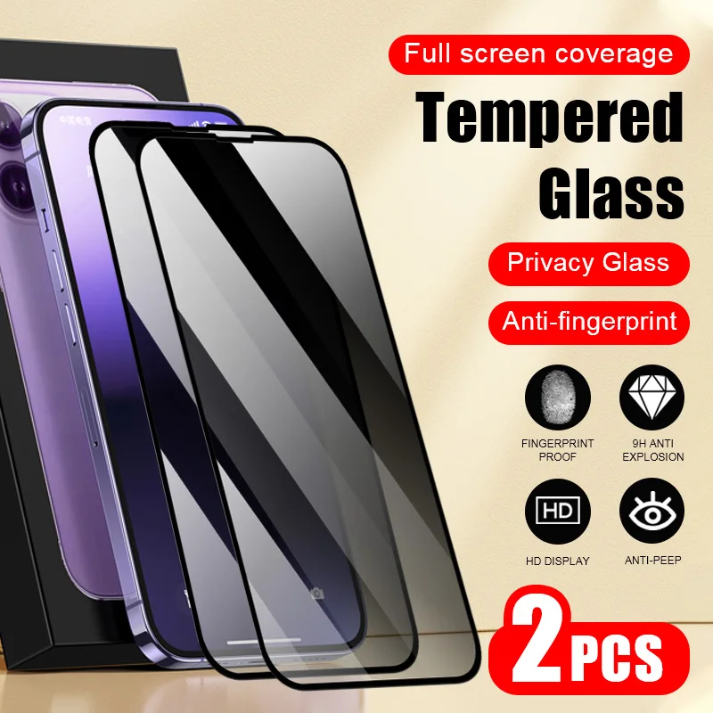 

2Pcs 3D Privacy Glass For iPhone 15 14 Plus 13 Pro Max 12 Mini 11 Pro XR XS X Tempered Glass Screen Protector Protective Film