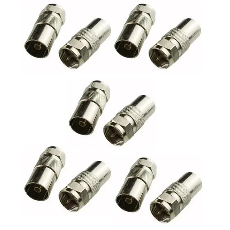 Lots 10pcs Banggood F Type Male Plug to IEC DVB-T TV PAL Female Jack RF Coaxial Connector Adapter