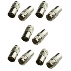 Conector tipo F plugue macho, adaptador para iec, dvb-t, tv, pal, tomada fêmea, rf, conector, 10pcs