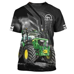 Farm Tractor Pattern 3D Print Summer Men's O-Neck T-shirt Casual Short Sleeve Oversized Pullover Fashion Streetwear Men Clothing