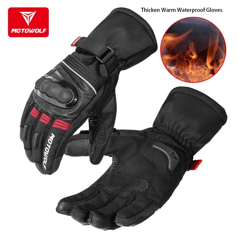 

Winter Warm Motorcycle Riding Gloves Waterproof Invierno Windproof Reflective Touch Operate Long Cycling Luvas Moto Impermeable