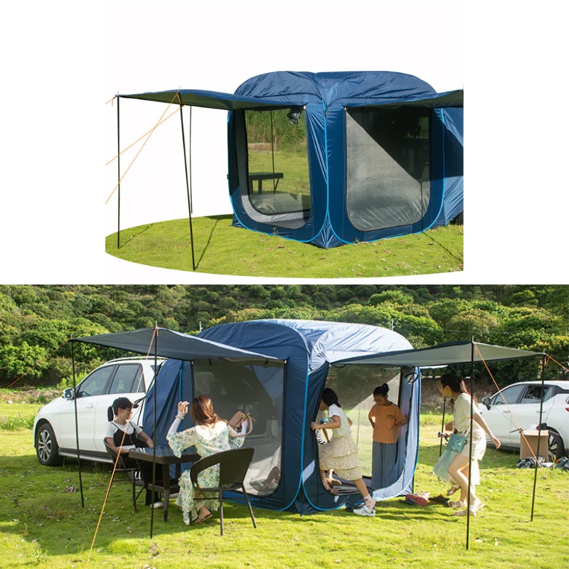 3-4 People Outdoor Car Tail Tent Automatic Quick Open Portable Sunshade Tent Waterproof Tent Camping Hiking Self Driving Tour