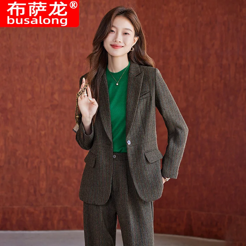 High-End Wool Suit Jacket Women's High-Grade Temperament Autumn and Winter New Light Workplace Wear Work Clothes Business Suit