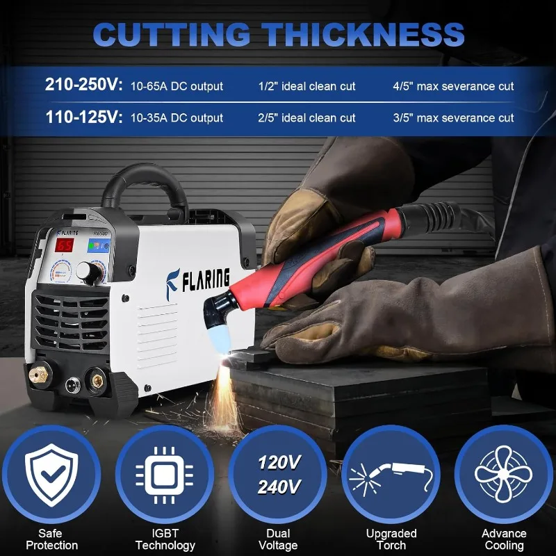 Plasma Cutter,65 Amp Plasma Cutter Machine 120V 240V 4/5" (20mm) Max Cutting 1/2" (12.7mm) Clean Cut IGBT High image 2