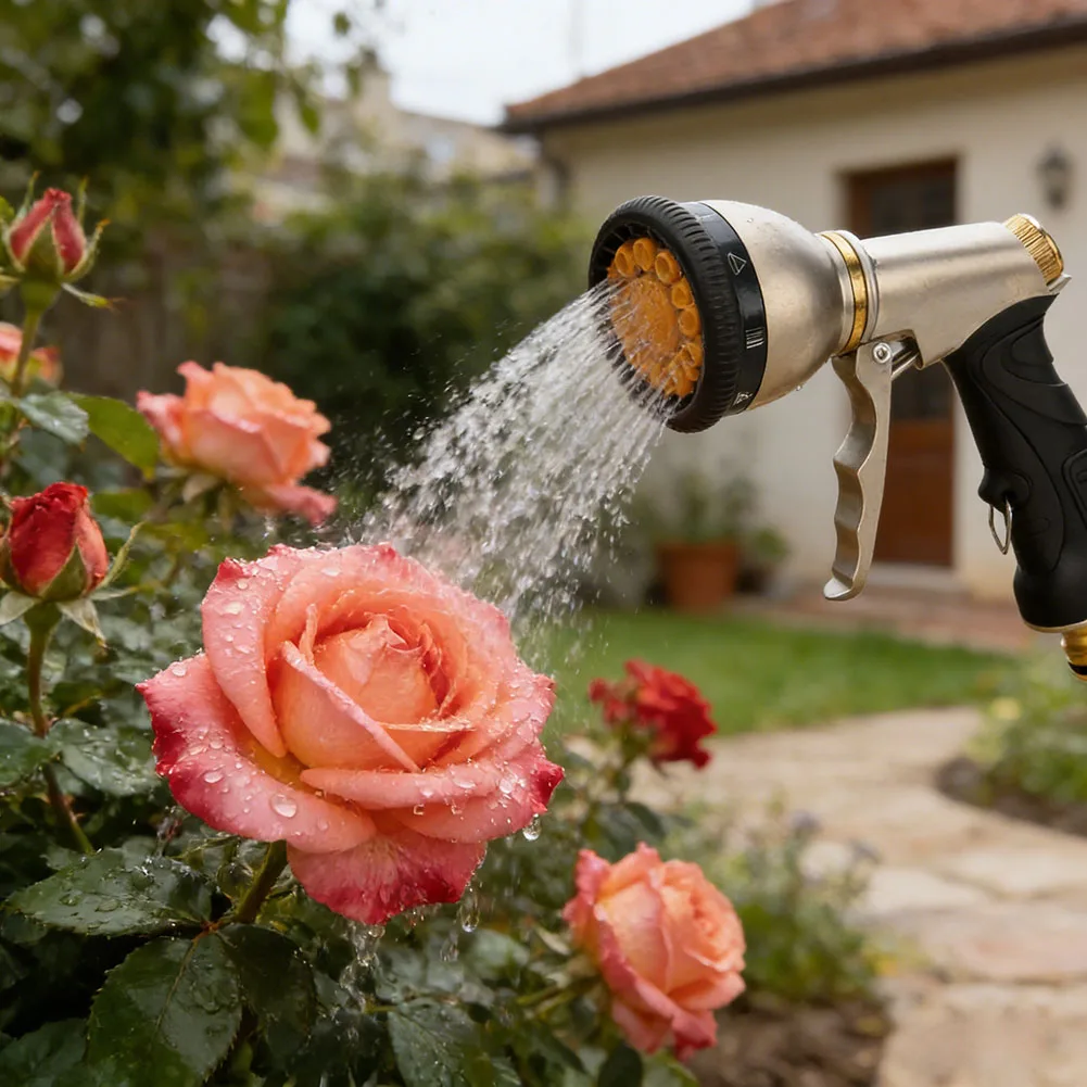 Car Wash Spray Head Handheld Showerhead Garden Watering Shock-resistant Design Rubberized Handle Non-slip Grip For Garden Hose