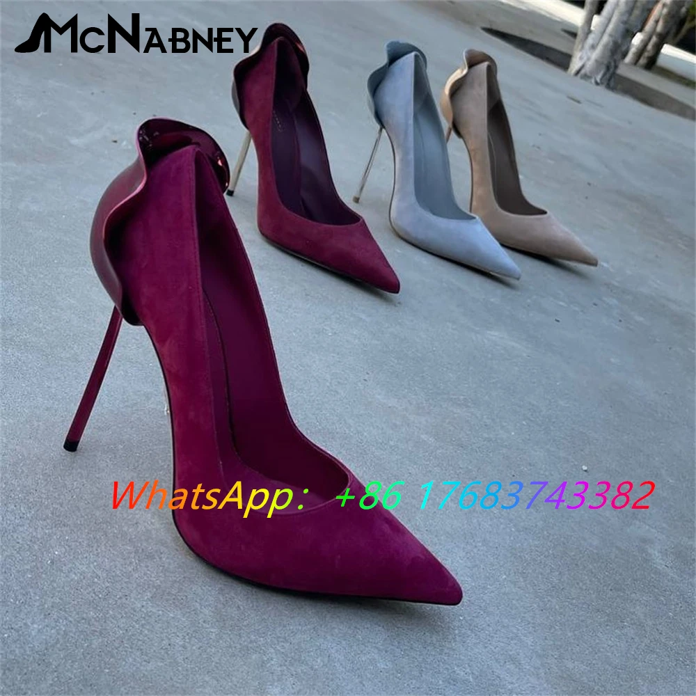 Multicolor Flower Stiletto Heel Shoes Suede Leather Pumps for Women Designer Fashion Style High Heels Custom Colour Large Size