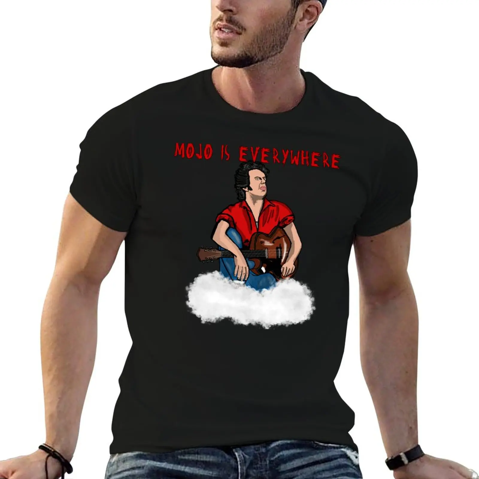 Camiseta Mojo Nixon: Mojo Is Everywhere, camisetas divertidas, camiseta esencial de algodón, camisetas de anime para hombre
