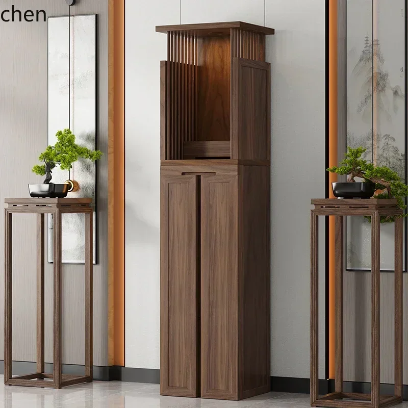 b11-7.1  altar cabinet Table Household Solid Wood Shrine Standing Cabinet Guanyin Buddha Statue Seat Table Cai Ye Cabinet