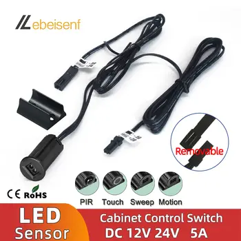 Spínač senzoru s jedním ovládáním skříně, PIR ruční dotykový senzor dveří, ZAP/VYP DC 12V 24V 5A 4pinový pro ovládání vnitřního LED osvětlení 10 nejlepší prodej spínač osvětlení dveří skříňky - №8
