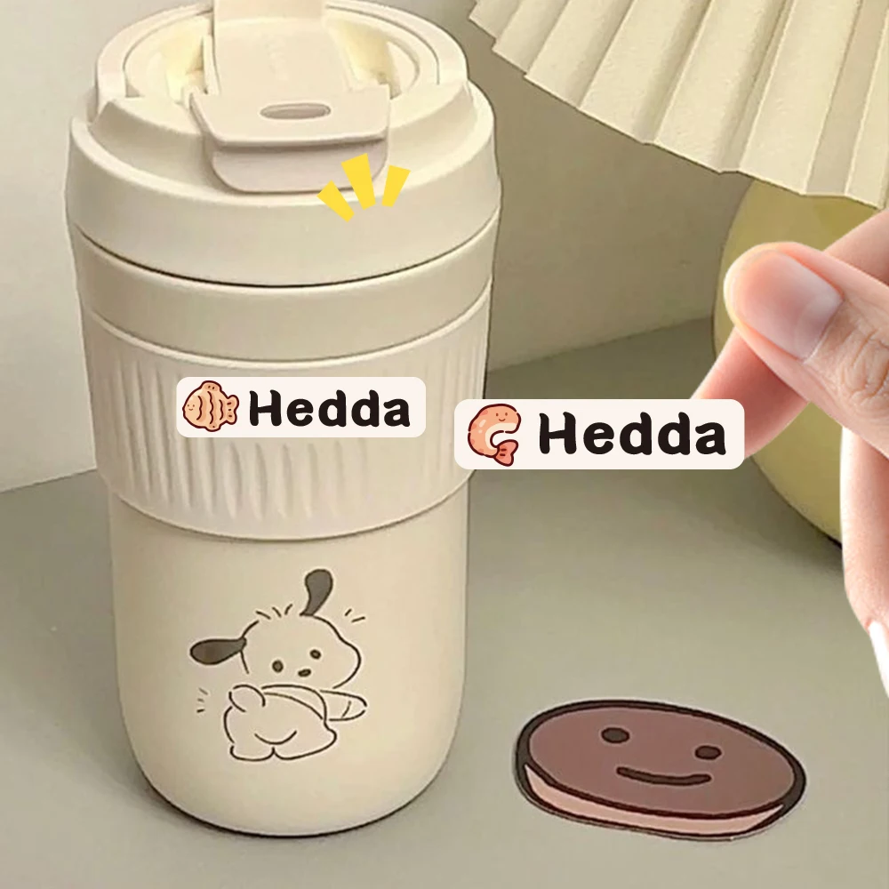 Custom Hamburger Name Sticker,Transparent Waterproof Stickers for Kids,diy Name Labels for School Bag Bottles Box Mug Uniform