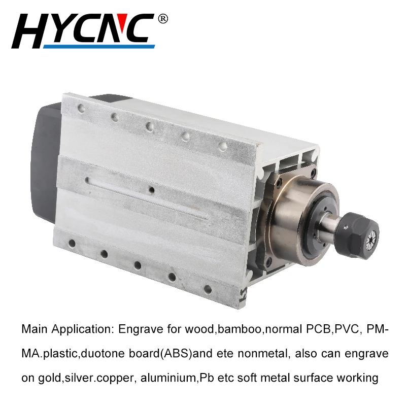 CNC แกนระบายความร้อนด้วยอากาศมอเตอร์ 3.5KW แกนสแควร์ ER20 220V 380V งานไม้แกะสลักพร้อมหน้าแปลนยึดสําหรับเครื่องกัด CNC