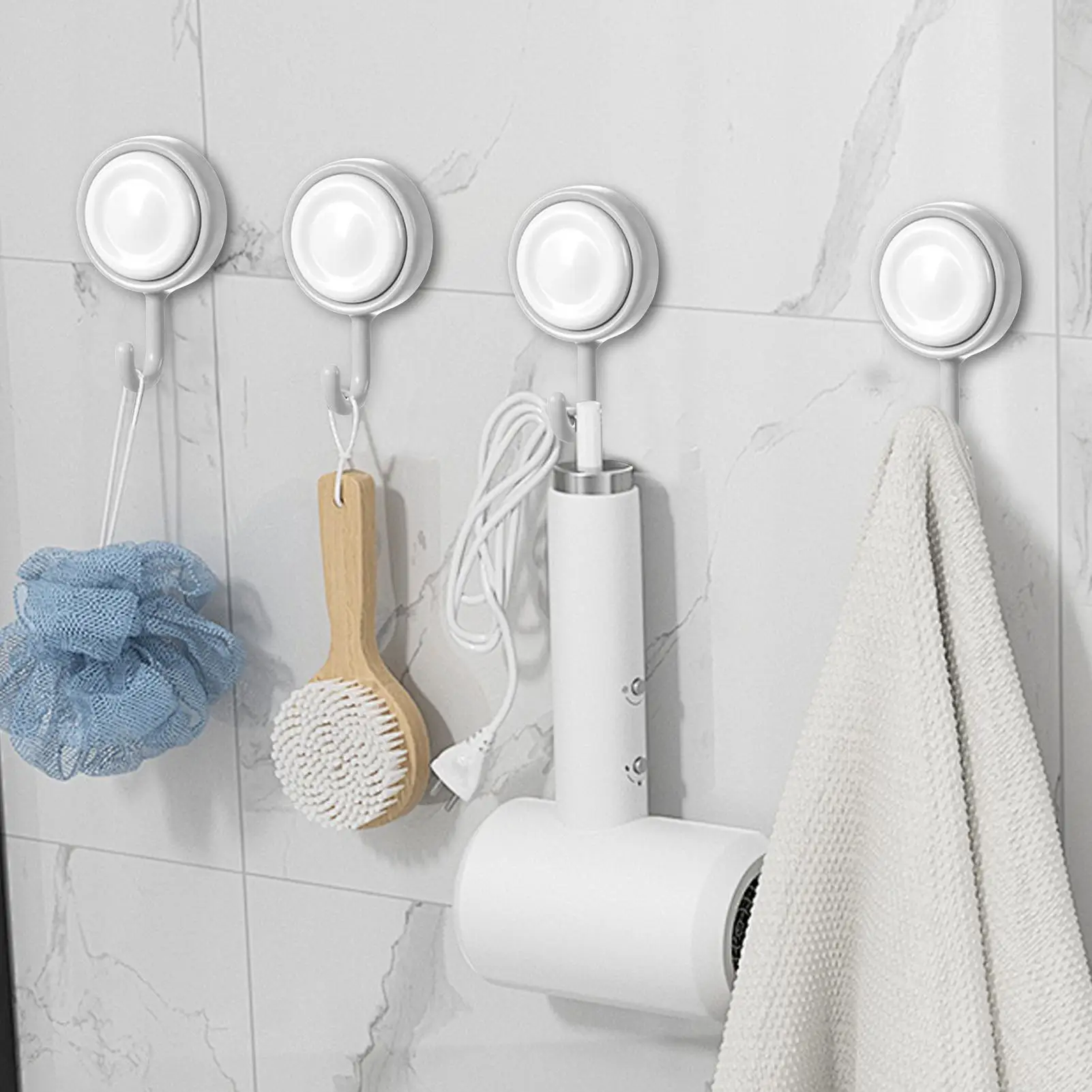 Adhesive Shower Hooks 4 Pieces 360 Degree Rotating Adhesive Wall Hooks Home Supplies For Kitchen Shower House Yard Cottage Beach