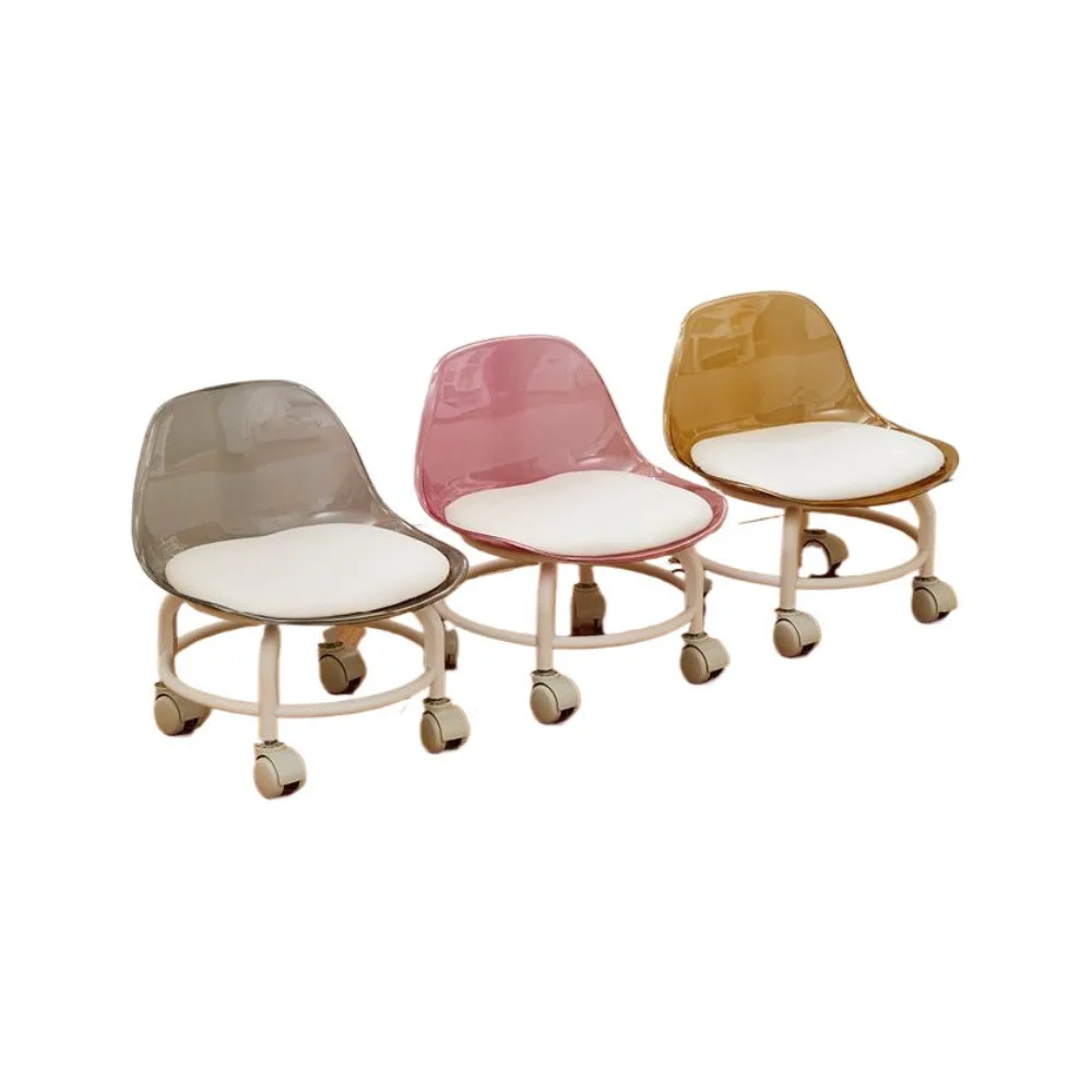New Transparent Small Stool Simple Universal Wheel Low Chair Noiseless Multifunctional Backrest Seat Children