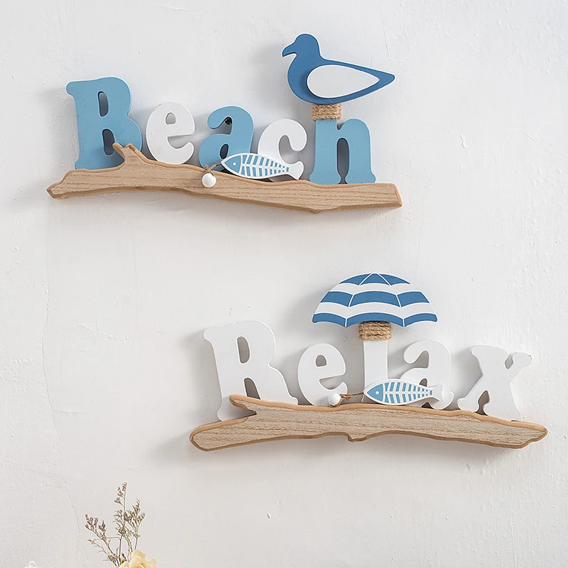 

Mediterranean ocean three-dimensional beach chair boys' room bedroom background wall decoration wall pendant wall decoration