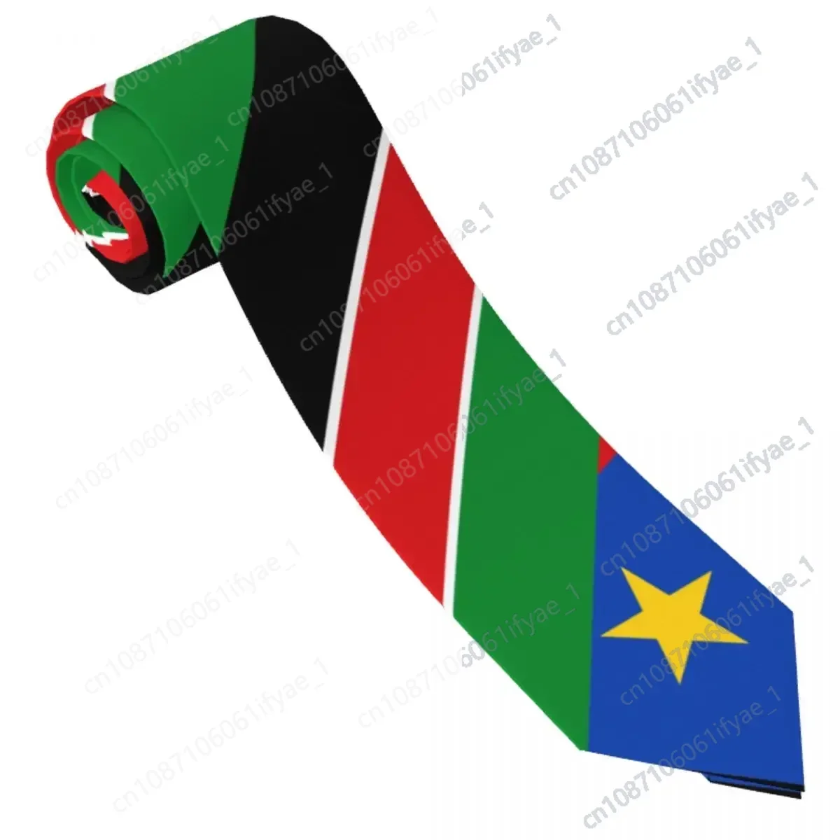 

South Sudan Flag Tie Emblem Stripes Business Neck Ties Elegant Neck Tie For Men Pattern Collar Tie Necktie Birthday Gift